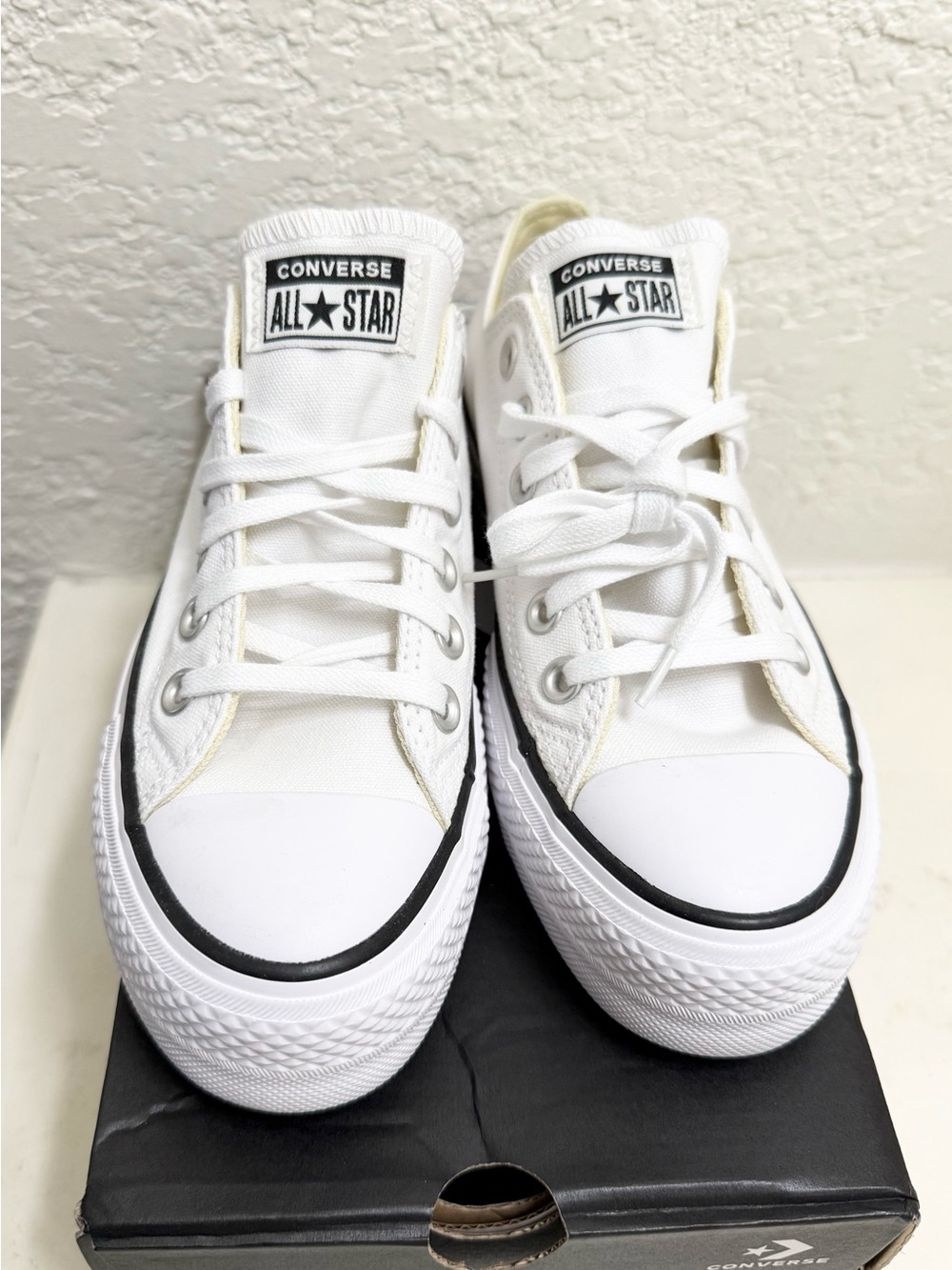 Converse Chuck Taylor White Low-Top Platform Sneakers - Picture 2 of 6